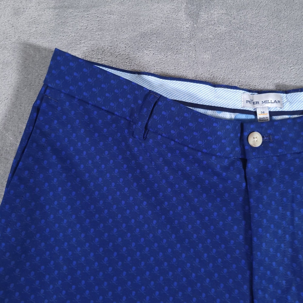 Peter Millar Crown Sport Golf Shorts Mens 34 Performance Skulls All Over Blue‎ - Picture 2 of 11